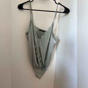 Abercrombie & Fitch Sage Green Lace Trim Bodysuit